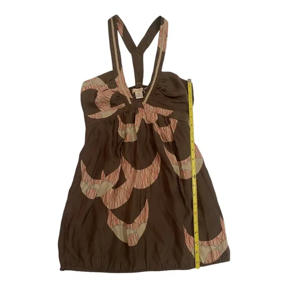 $188 Anthropology Harkham Brown Silk Mini Dress Tunic Medium NWT - Picture 8 of 15